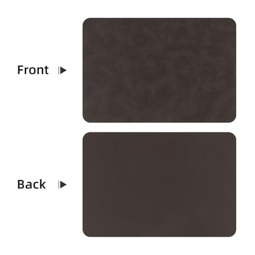 SHACOS Faux Cowhide Leather Placemats Set of 4, Wipeable Heat Resistant Table Mats, Stain Resistant Double Sided Reversible PU Place Mats for Dining Table Kitchen Restaurants, Black Coffee - Thumbnail 3
