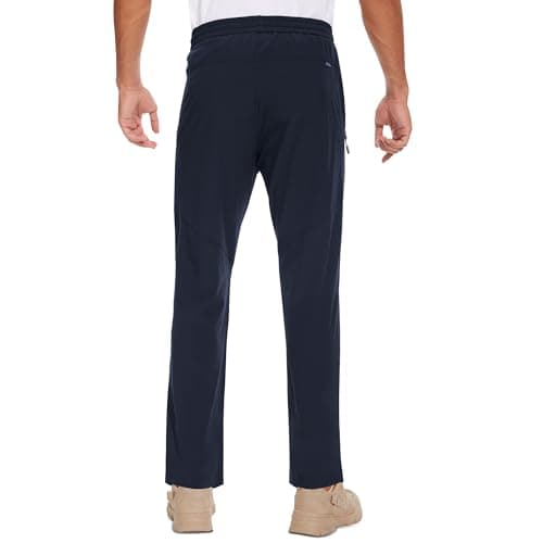 MOURCE Men's Quick-Dry Workout Pants - Lightweight Glide Elasticated Waist Joggers, Navy Blue S - Thumbnail 2