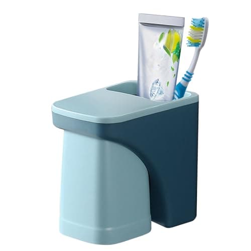 Toothbrush Holder for Bathroom，Wall Mounted Magnetic Suction Cup Set, sgzscl Bathroom Storage Organizer Space Saving for Family Daily Use (Square Blue) - Image 1