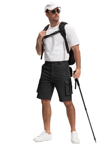 AOHIKE Mens Cargo Shorts for Casual - Lightweight Hiking Shorts with Pockets for Summer Outdoor Camping Travel, Black S - Thumbnail 3