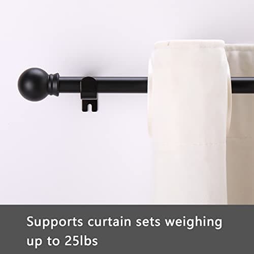 GXOACKJ Curtain Rods for windows 32-48 inch, 5/8 inch Decorative Curtain Rod Set, Matte Black Splicing Heavy Duty Metal Curtain Rod with Brackets - Thumbnail 2