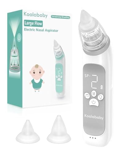Koalababy Electric Nasal Aspirator for Baby, Large Flow, Baby Nose Sucker with 3 Suction Levels, Rechargeable Nose Cleaner for Toddlers, Music and Light Soothing, Soft Silicone Tips - Image 1