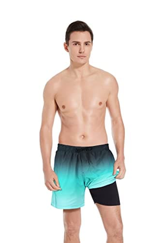 MILANKERR Mens Swim Trunks with Boxer Brief Liner Compression Liner, Mens Swimming Trunks Beach Shorts with Compression Liner Workout Athletic Shorts Compression Lining - Thumbnail 6