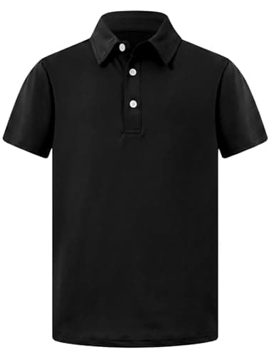 Cozople Boys School Uniform Short Sleeve Performance Polo Shirts Dry Fit Golf Shirt for Active Casual,Black,Size 11-12 - Image 1