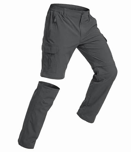 NATUVENIX Men's Hiking Pants Convertible Lightweight Fishing Pants Men Zipper Off Quick Dry Travel Outdoor Darkgrey - Image 1