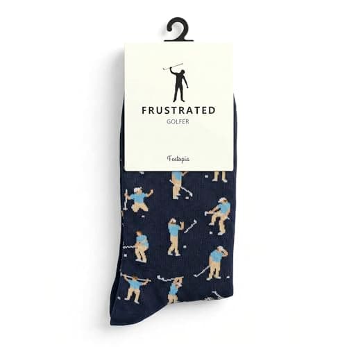 feetopia Socks with Frustrated Golfer Design, Ideal Golf Gift, 1 Pair Per Pack, Size 8-13 - Image 1