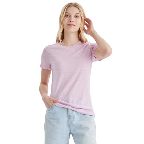 Merino Protect 100% Merino Wool T Shirts Women Crew Neck Tops Short Sleeve Odor Resistance Base Layer Travel Hiking Tee Shirt - Image 1