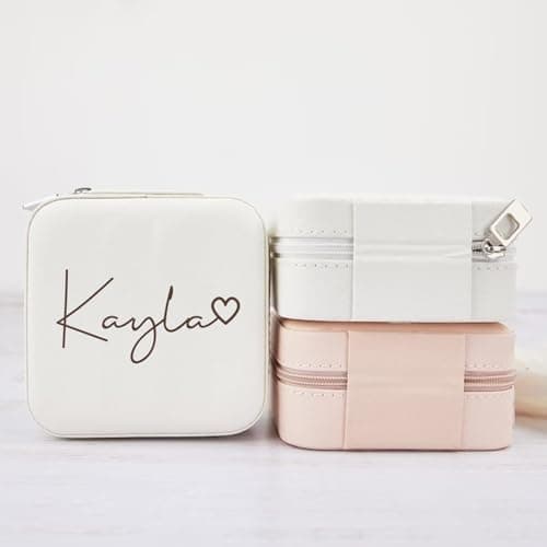 Corissy Personalized Jewelry Box for Women, Custom Travel Jewelry Case with Name and Birth Flower, Leather Jewelry Box for Rings, Earrings, Necklaces, Personalized Gifts for Women - Thumbnail 3