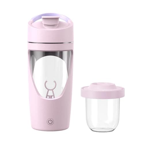 YOHOABSER Electric Protein Shaker Bottle with Storage, USB-C, 24 oz, Pink