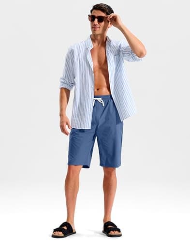 Pudolla Men's Swim Trunks 9"/11" Quick Dry Board Shorts Bathing Suits Beach Shorts for Men with Pockets - No Liner(See Blue 11 Inseam-M) - Thumbnail 3
