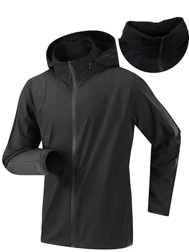 Hooded Windbreaker Jackets for Men, Lightweight Breathable Zip Up Hoodie with Pockets for Running, Gym, and Outdoor Sports. (US, Alpha, XX-Large, Regular, Regular, Black) - Image 1