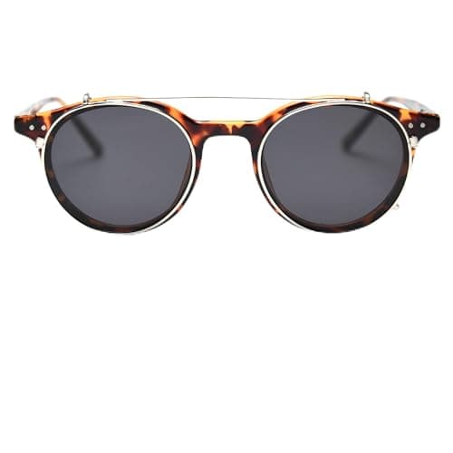 Cyxus Clip On Blue Light Blocking Glasses for Men Women, Round TR90 Metal Frame Eyeglasses with TAC Sunglasses Lens, UV Protection P1341B10 - Image 1