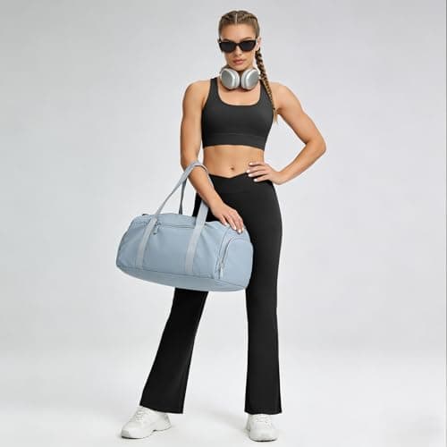 AMLEER Women's V Waist Side Split Wide Leg Yoga Leggings - High Waisted Crossover Stretchy Workout Flare Yoga Pants（Black, Small - Thumbnail 3