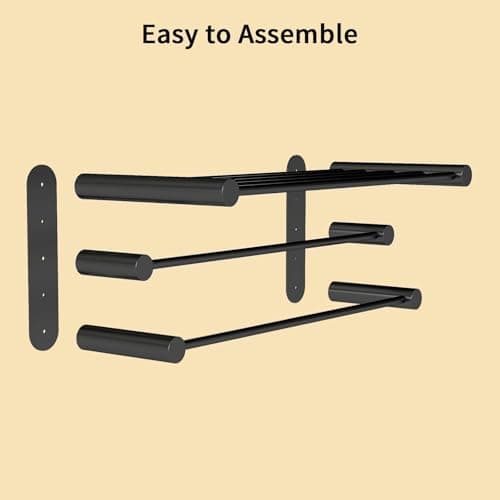 YUMORE 24-Inch Towel Rack, Towel Holder Shelf with 2 Towel Bar Towel Storage Organizer for Bathroom & Lavatory Wall Mounted (Matte Black) - Thumbnail 5