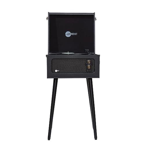 Arkrocket Discovery II 3-Speed Bluetooth Record Player Retro Console Turntable with Built-in Speakers and Removable Legs (Black) - Thumbnail 2