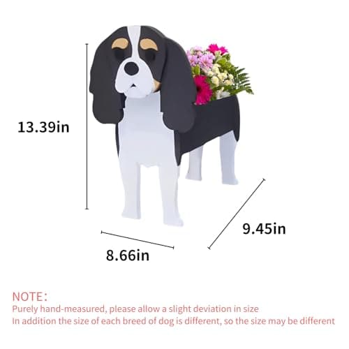 strolfay Cavalier King Dog Planter, Cute Animal Shaped Plant Pot, Dog Flower Pot, Gifts for Women & Pet Lovers, Indoor Outdoor Garden Home Office Decor, 9.45 x 8.66 x 13.39 Inches - Thumbnail 2