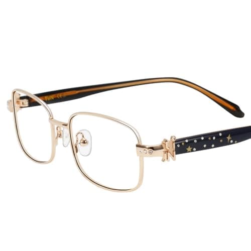 TIJN Blue Light Blocking Glasses for Woman Men, Square Acetate Metal Frame Eye Glasses for Cosplay & Anime Girl, Rin - Image 1