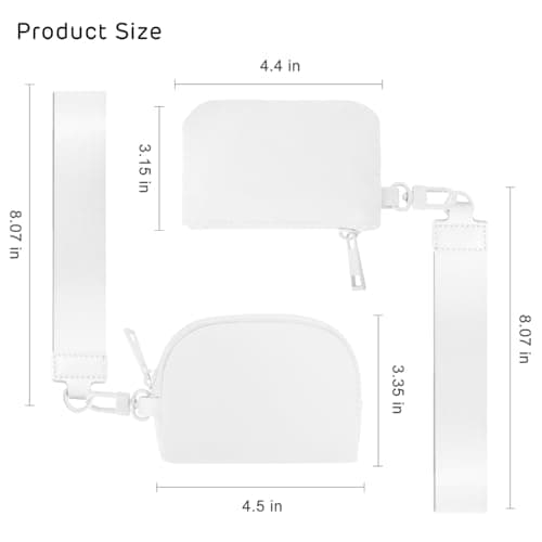 Viverte Mini Zip Around Wristlet Wallets for Women Small Portable Coin Purse Dual Pouch Keychain Wristlet Gifts for Women Travel Sports Outdoors (White) - Thumbnail 3