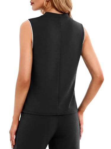 Casly Lamiit 2 Piece Sets for Women Summer Lounge Sets Sleeveless Top Wide Leg Pants Outfits Vacation Travel Clothing Black L - Thumbnail 3