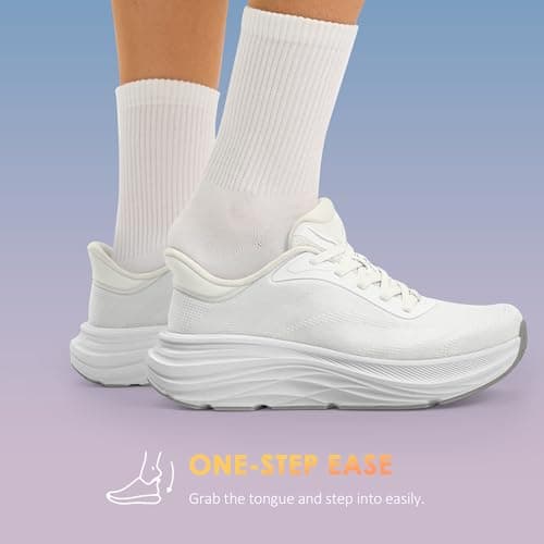 Vilanva Women's Walking Shoes Cushion Comfortable Running Tennis Shoes Non-Slip Workout Gym Athletic Breathable Fashion Sneakers (White 8.5) - Thumbnail 4