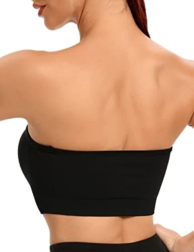 Gnowann Strapless Bras for Women Non-Slip Silicone Bandeau Bralette Seamless Wireless Strapless Bra Padded Tube Top Black M - Thumbnail 4