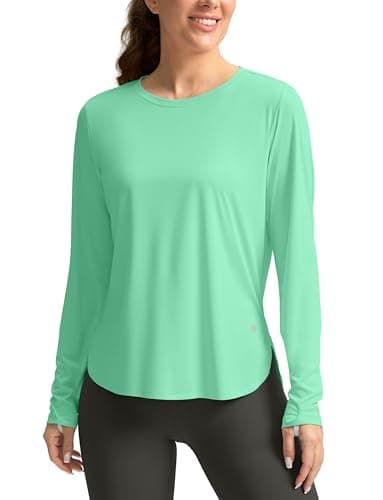 Women's Sun Shirts UPF 50+ Long Sleeve UV Protection Shirt Lightweight Quick Dry Workout Hiking Tops for Women(Green,S) - Image 1