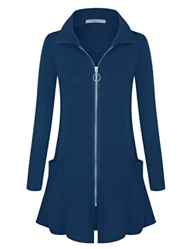 Miusey Tunic Sweatshirts for Women Womens Collar Neck Zip Up Tunic Tops Womens Sweatshirts with Zipper Long Lightweight Outwear Navy X-Large - Image 1