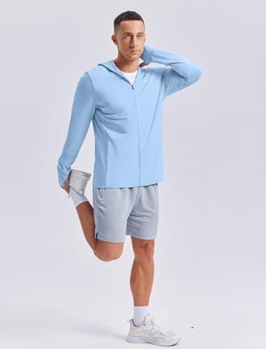 PINSPARK Men's UPF50+ Full Zip Outdoor Hoodies Lightweight Sun Protection Long Sleeve Jacket for Fishing Hiking with Pockets - Thumbnail 3