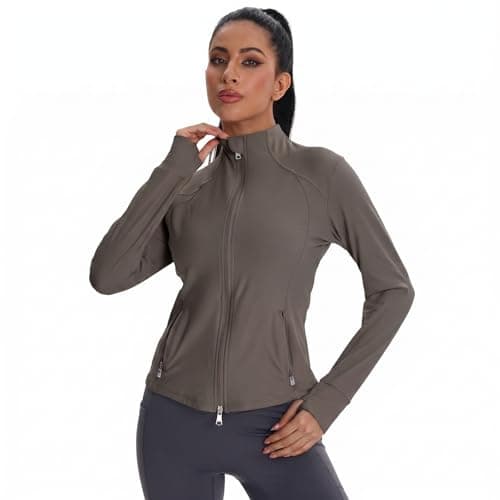 VIPARK Women's Full Zip Workout Jacket Slim Fit Running Athletic Track Jacket Lightweight Long Sleeve Yoga Top with Thumb Holes Pockets - Image 1