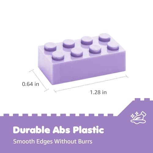 Lekebaby Classic Building Bricks, 200 Piece 2x4 Building Blocks STEM Creative Building Toys Compatible with All Major Brands, Educational Toy for Boys Girls 6 Years Old and Up(2x4 Purple) - Thumbnail 2