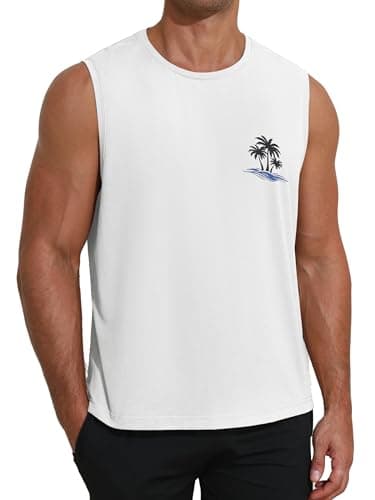 Gentlewarm White Tank Top Men Sleeveless Quick Dry Workout Tank Tops Hawaiian Running Muscle Beach Shirts