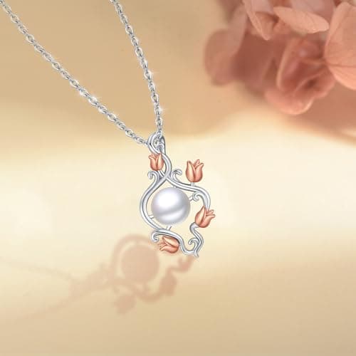 Sebina Pearl Pendant Necklace for Women,925 Sterling Silver Pendant Jewelry,Anniversary Christmas Birthday Valentines Gifts for Wife, Mom, Dauhter, Girlfriend,Her - Thumbnail 4