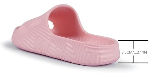 Weweya Shower Slippers Women Men Lightweight House Slides for Bathroom Dorm Beach Gym Pink Women Size 9 Men Size 7 - Thumbnail 6