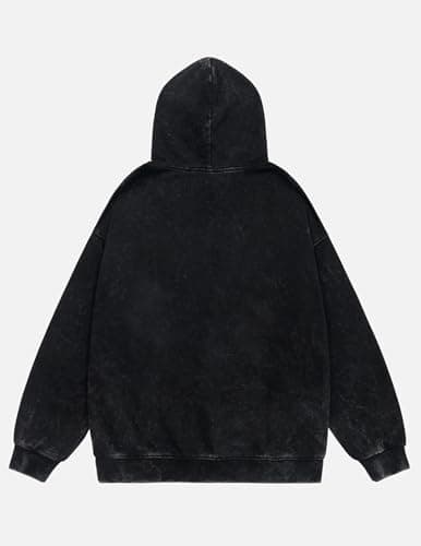 Aelfric Eden Graphic Hoodies Abstract Print Washed Hoodie Long Sleeve Acid Washed Hooded Sweatshirts Trendy Y2k Tops Black - Thumbnail 6