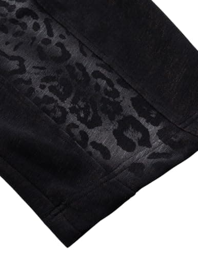 Aelfric Eden Leopard Panel Baggy Sweatpants Men's Elastic Waist Wide Leg Casual Athletic Jogger Y2K Unisex Pants Trouser Black M - Thumbnail 4