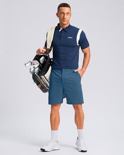 Pudolla Men's Casual Shorts 7" Lightweight Golf Shorts with 3 Pockets Stretch Quick Dry Work Shorts（Tibetan_Blue 4XL - Thumbnail 3