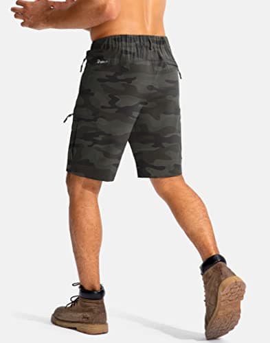 Pudolla Men's Hiking Cargo Shorts 9" Lightweight Outdoor Work Shorts for Men Travel Golf Camping Casual with 5 Zipper Pockets(Green Camo X-Large) - Thumbnail 3