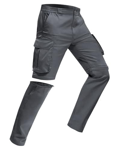 AOHIKE Hiking Pants Men Breathable - Lightweight Casual Convertible Cargo Pants for Men Camping Tactical, Grey - Image 1