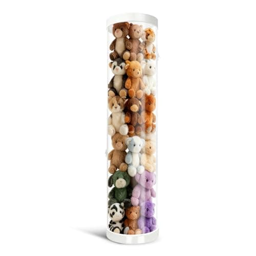 Stuffed Animal Storage Tube, Dust-Resistant 47x11 Inch Large Capacity Toy Storage Organizer with Zipper - Easy Assembly & Space Saving for Plush Toys, Ideal for Playrooms Living Rooms Bedrooms White - Image 1