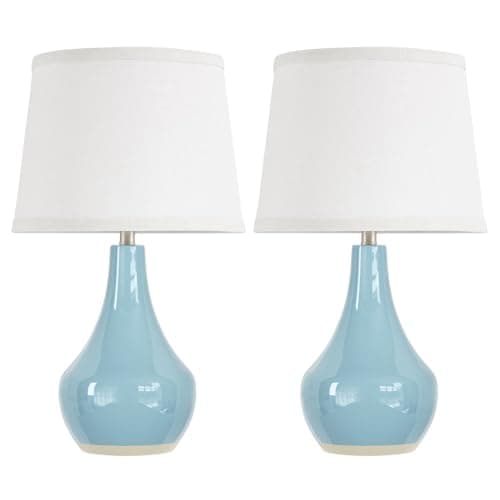 Seealle 19.4" Modern Sky Blue Table Lamp Set of 2-Bedside Lamps for Nightstand, Bedroom Lamp for Living Room Desk End Table Office Guest Room Dresser - Thumbnail 4