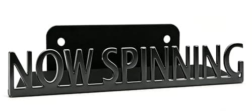 Now Spinning Vinyl Record Stand Wall Mount Album Player Display LP Shelf Black Decoration Vintage Organization for Music Lovers Accessory Hanging Storage Holder Room Steel Gift Ideas Lover Metal - Image 1