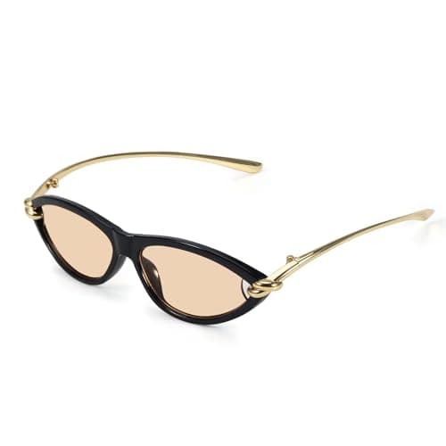 DreamCalf Trendy Cat Eye Women's Sunglasses with Gold Accents, Vintage Polarized Cateye Sun Glasses for Daily & Vacation Wear - Image 1