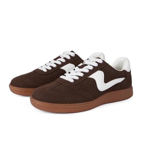 Tigeridea Women's Fashion Sneakers Comfortable Tennis Shoes Womens Casual Shoes Lace up Slip on Chocolate Dark Brown Sneakers for Women Size 8 - Thumbnail 4