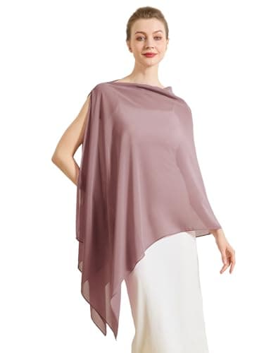 BEAUZSUZSANA Chiffon Cape Shawls for Evening Dress Soft Elegant Sheer Wraps Perfect for Weddings Parties (Cinnamon Rose)