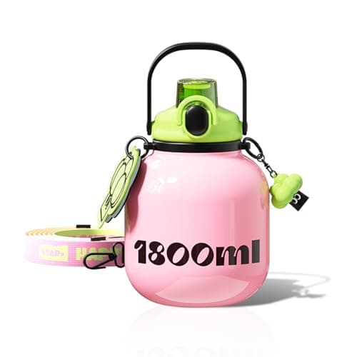 Sidagar 60 oz Big Gallon Water Bottle with Straw and Carry Handle, Pink Wide Mouth Vacuum Water Jug, Insulated Stainless Steel Bottles Easy Carry Tumbler for Women - Image 1