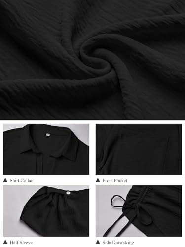 GKBK Women Swimsuit Coverup Bathing Suit Cover Ups for Swimwear Swim 2026 3/4 Sleeve Summer Set Hawaiian Clothes Pool Bikini Beachwear Drawstring Tropical Beach Dresses Shirt Black S - Thumbnail 6