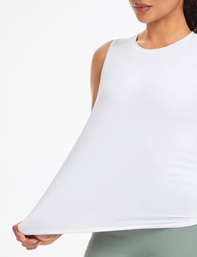 THE GYM PEOPLE Women's Racerback Workout Tank Tops Soft Breathable Yoga Running Sleeveless Athletic Shirts White - Thumbnail 6