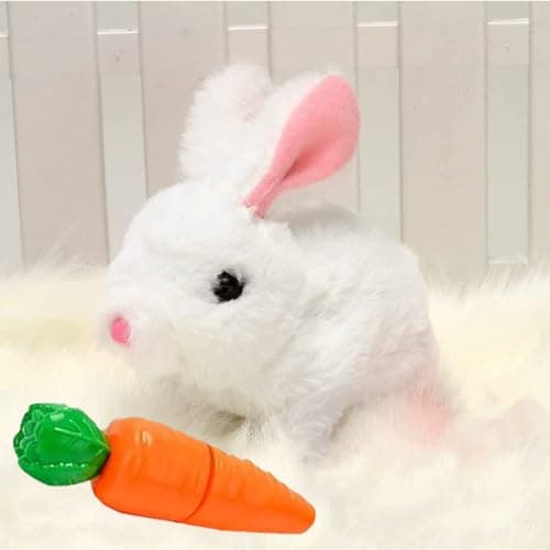 Zloeoa Bunny Stuffed Animal Plush, Interactive Electronic Pet Hopping Bunny Toy, Realistic Stuffed Bunny Rabbit (White) - Image 1