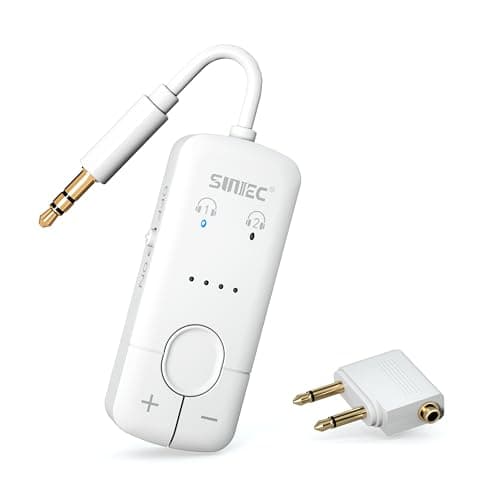 Sunitec Bluetooth 5.3 Transmitter for Airplane Connect 2 Headphones or Earphone: Wireless Plane Adaptor with 3.5mm AUX Audio Jack for Flight Airline Travel Gym - Support aptX HD Adaptive 35Hrs Lasting - Image 1