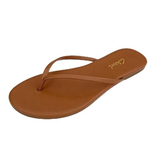 Scecocrs Women’s Flip Flops Comfortable Leather Summer Thong Sandals Slip On Walking Slide Sandals - Image 1